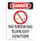 Signmission OSHA Danger Sign, No Smoking Turn Off Ignition, 5in X 3.5in Decal, 3.5" W, 5" L, Portrait OS-DS-D-35-V-1490 - alternate 1